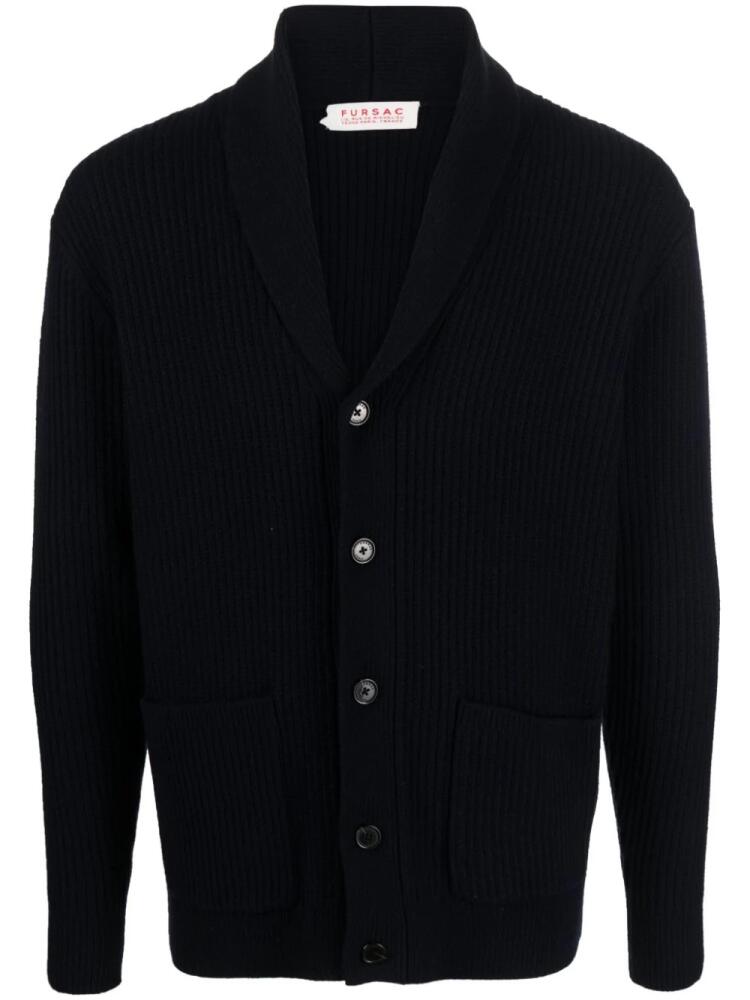 FURSAC V-neck ribbed-knit cardigan - Blue Cover