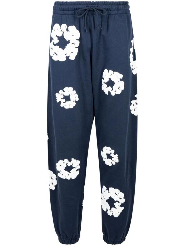 Denim Tears Cotton Wreath-print track pants - Blue Cover