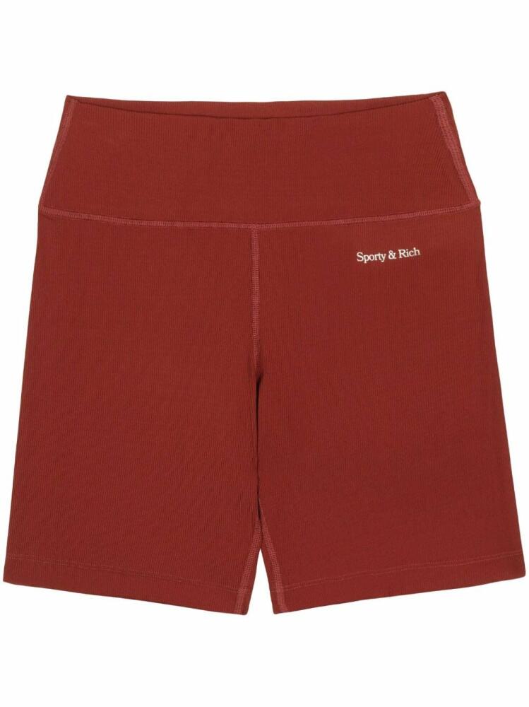 Sporty & Rich logo-print elasticated-waistband biker shorts - Red Cover