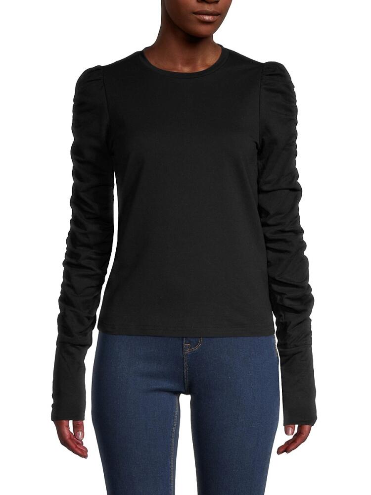 Walter Baker Women's Ruched Long-Sleeve T-Shirt - Black Cover