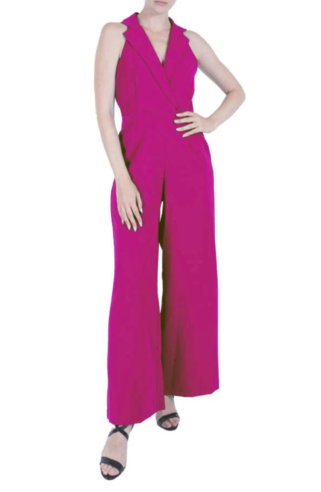 Julia Jordan Lapel Sleeveless Wide Leg Jumpsuit in Fuchsia Cover