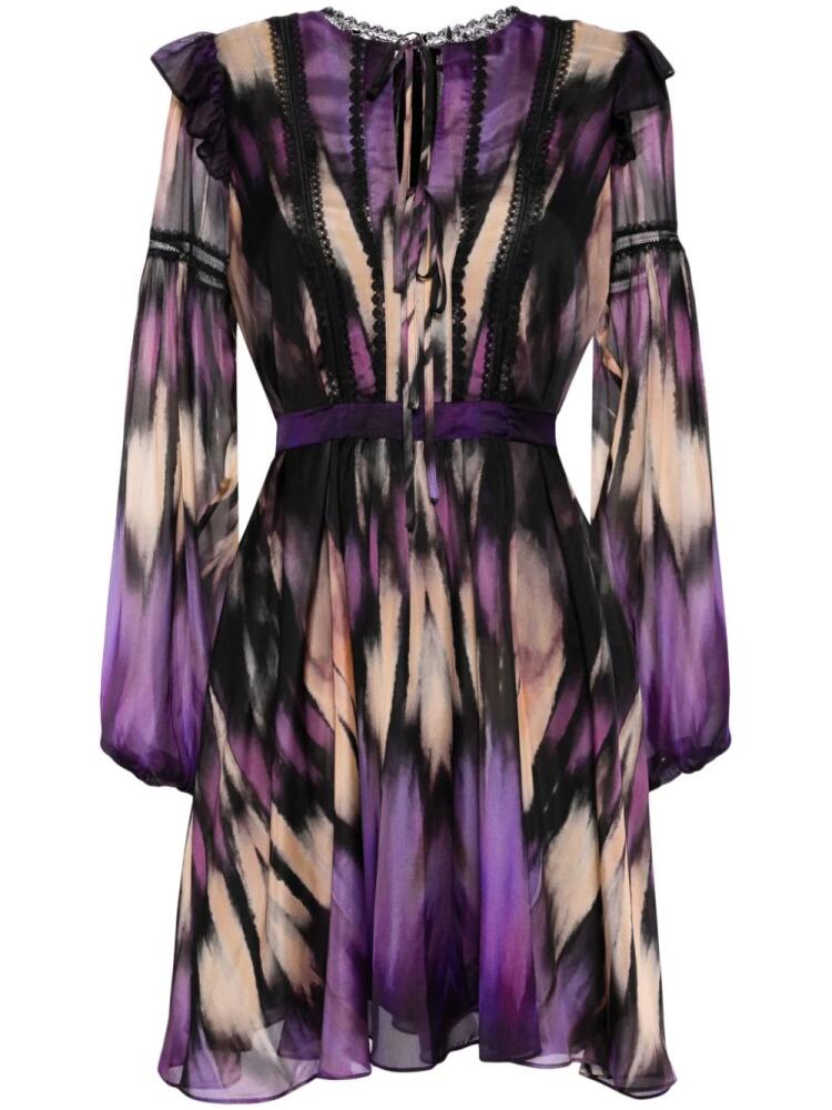 Marchesa Rosa graphic print mini dress - Purple Cover