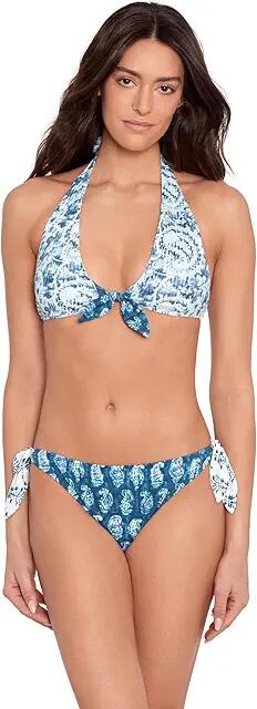 Lauren Ralph Lauren Indigo Print Mix Tie Front Halter Bra (Multicolor) Women's Swimwear Cover