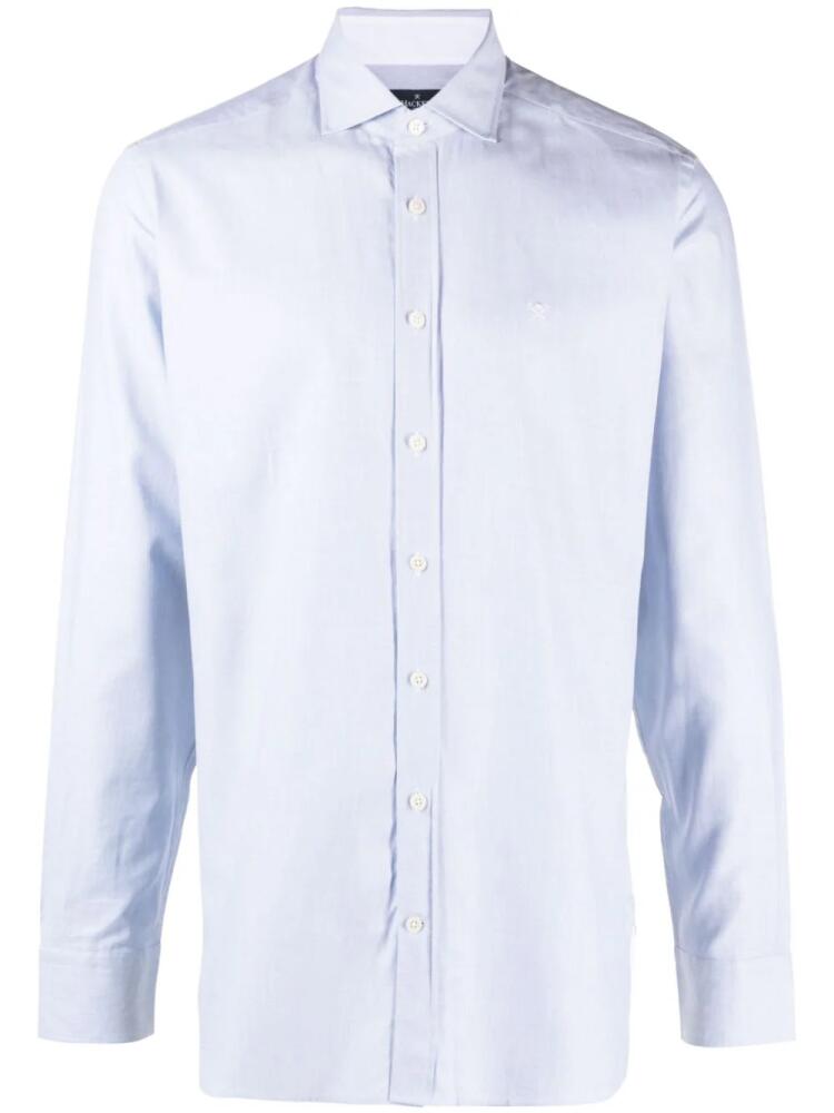 Hackett logo-embroidered crepe cotton shirt - Blue Cover