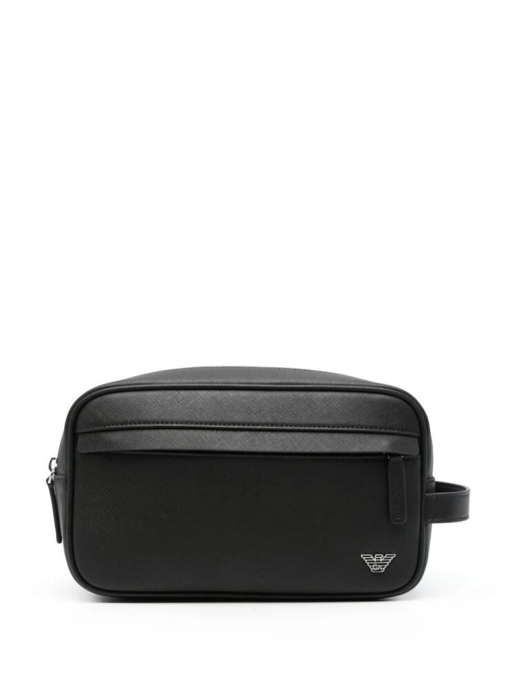 Emporio Armani logo-plaque wash bag - Black Cover