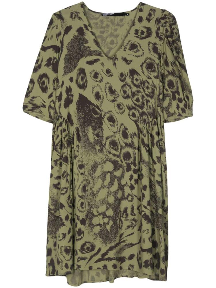 Bimba y Lola animal-mix-print twill dress - Green Cover