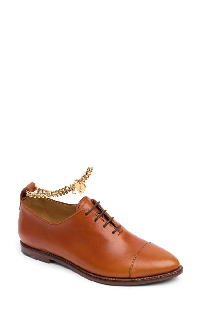 The Office of Angela Scott Ms. Charlize Chain Ankle Strap Cap Toe Oxford in Cognac Cover