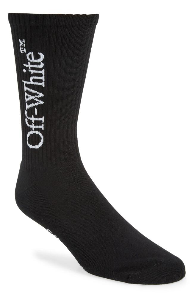 Off-White Bookish Big Logo Cotton Mid Calf Socks in Black /White Cover