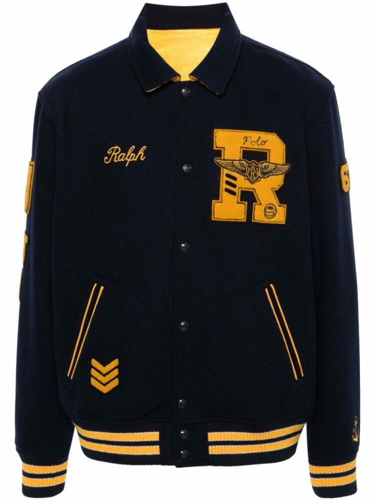 Polo Ralph Lauren logo-appliqué reversible bomber jacket - Blue Cover