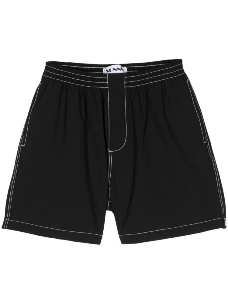 Sunnei contrast-stitching elasticated-waist shorts - Black Cover