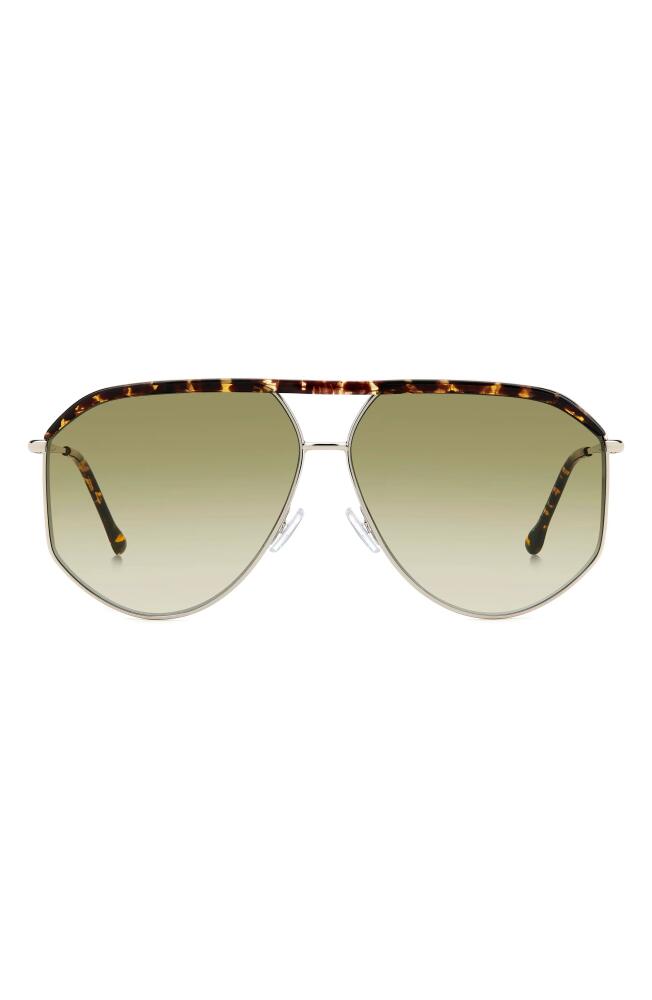 Isabel Marant 64mm Oversize Aviator Sunglasses in Palladium Havana/Green Shaded Cover