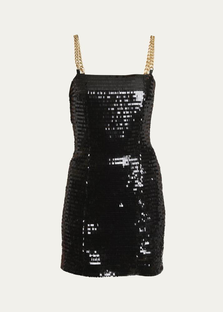 Balmain Sequin Mini Dress with Chain Strap Detail Cover