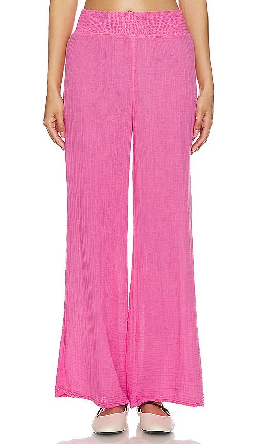 Michael Stars Susie Smocked Waist Pant in Pink Cover