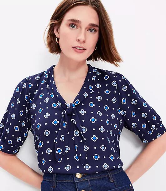 Loft Daisy Tie Neck Blouse Cover