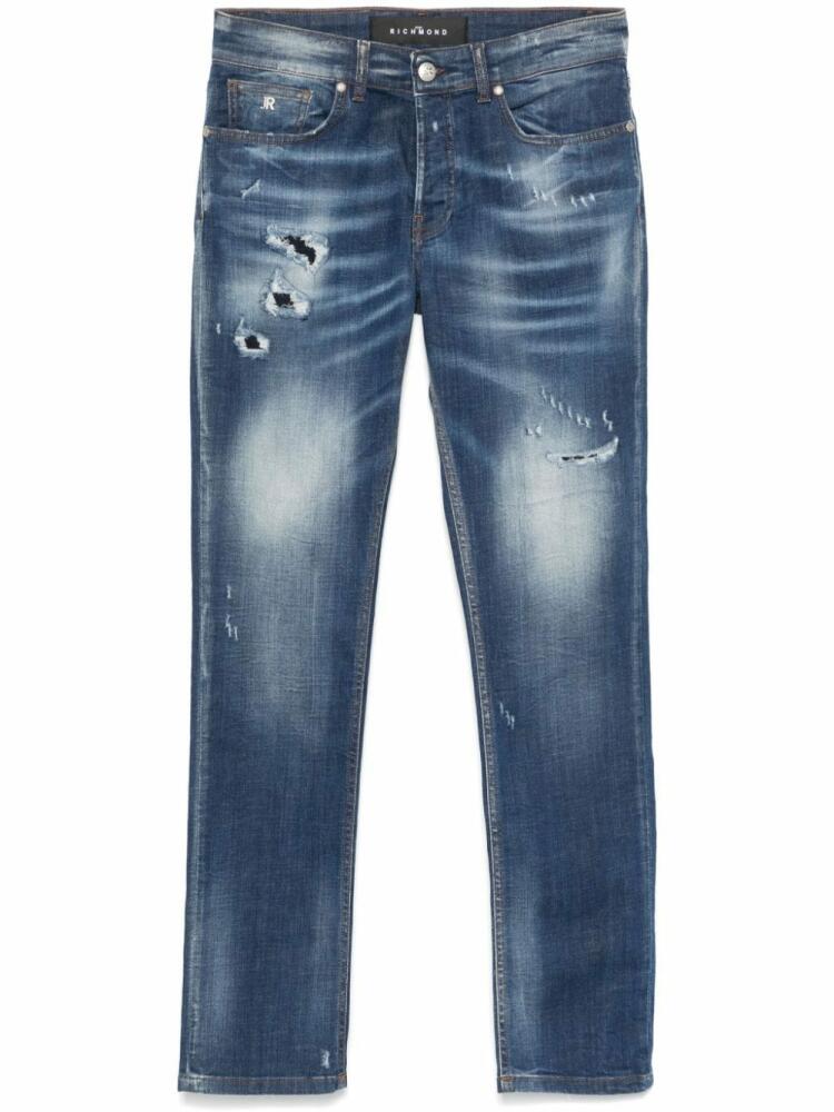 John Richmond washed-effect slim-cut jeans - Blue Cover