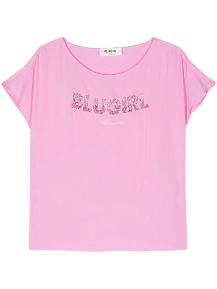 Blugirl crystal-embellished-logo crepe tunic - Pink Cover