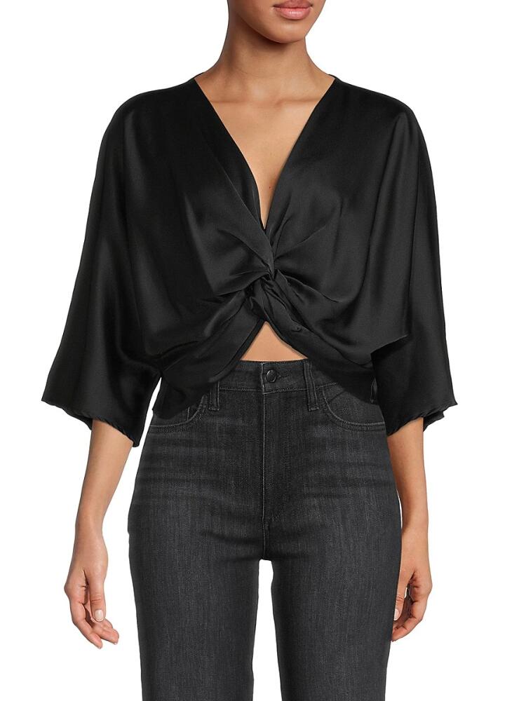 Renee C. Women's Twist Satin Crop Top - Black Cover