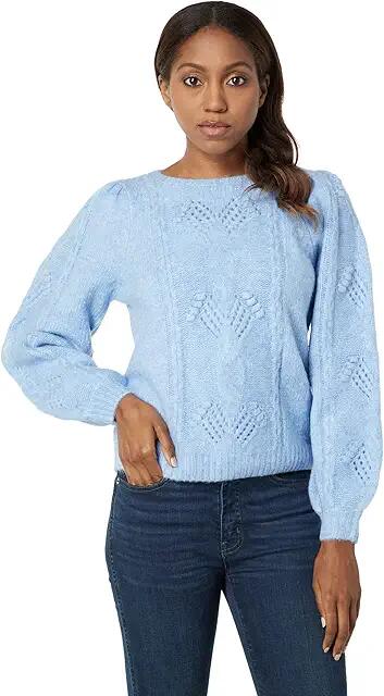 Hatley Blooming Cable Sweater (Powder Blue) Women's Clothing Cover