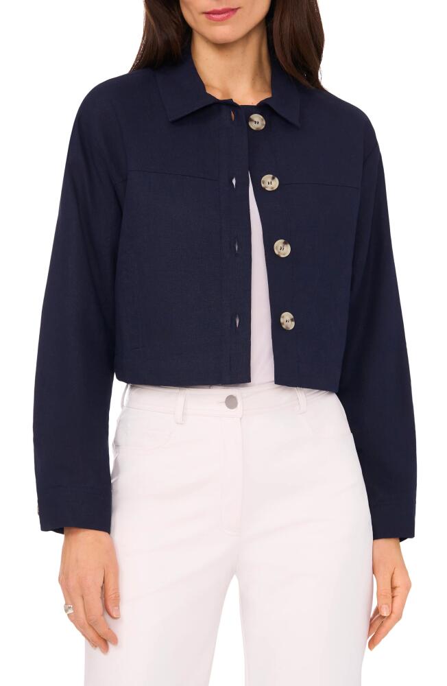 halogen(r) Crop Linen Blend Jacket in Classic Navy Cover