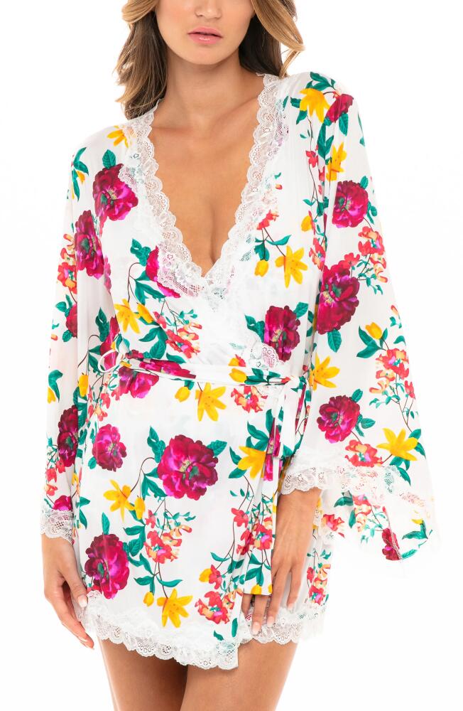 Oh La La Cheri Lace Trim Floral Print Robe in White Floral Print Cover