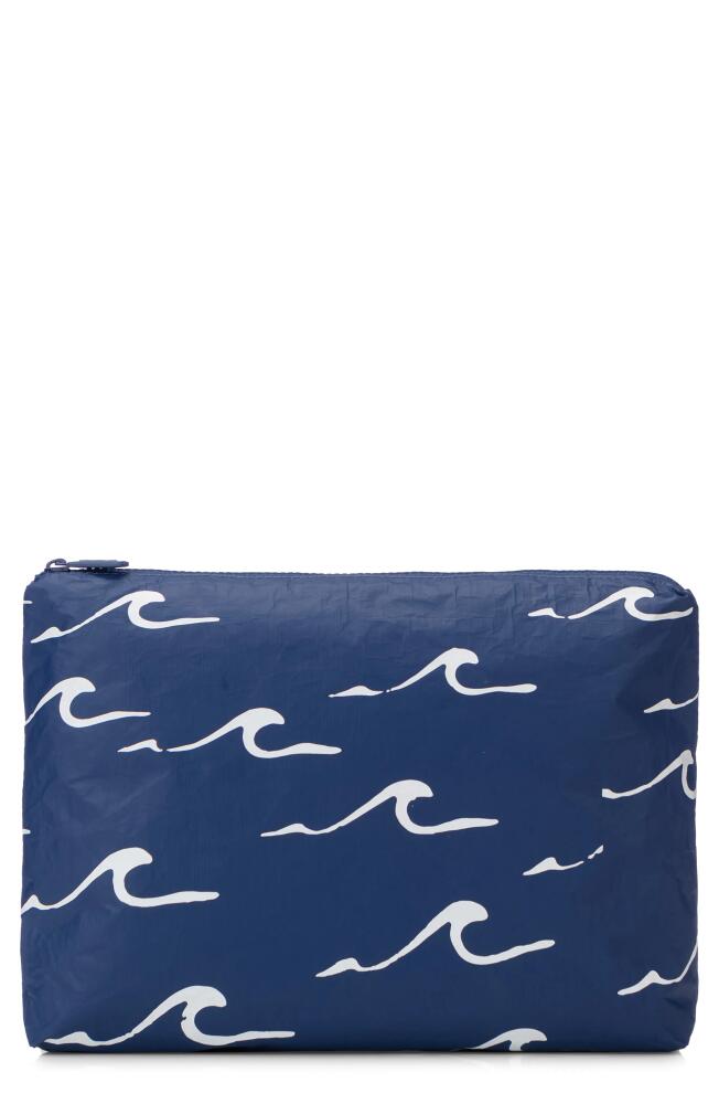 Aloha Collection Medium Water Resistant Tyvek® Zip Pouch in White On Navy Cover