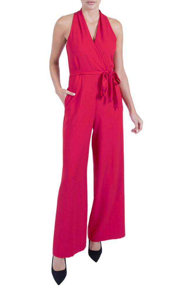 Julia Jordan Tie Waist Wide Leg Jumpsuit in Deep Pink Cover