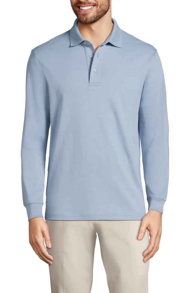 Lands' End Long Sleeve Cotton Supima Polo Shirt in Pale Slate Blue Cover