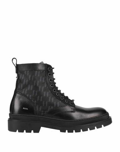 Karl Lagerfeld Outland Mono Mix Lace Boot Man Ankle boots Black Calfskin, Textile fibers Cover