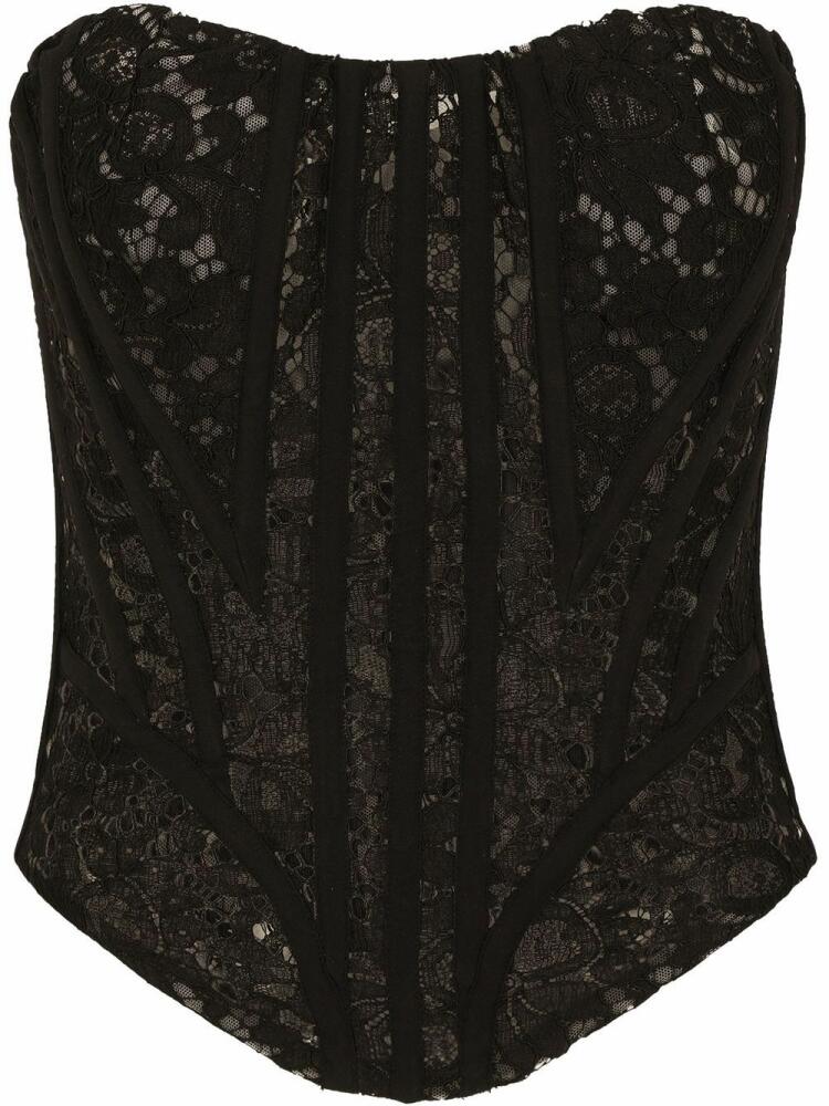 Dolce & Gabbana eyelet-detail lace bustier top - Black Cover