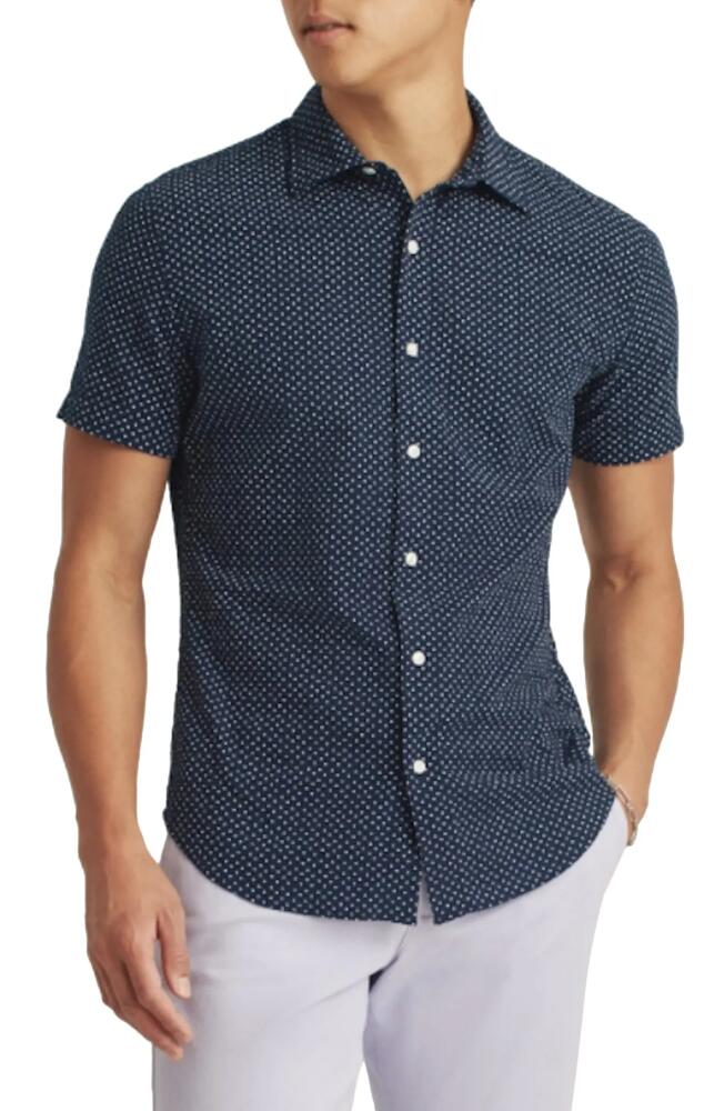 Bonobos Men's Riviera Slim Fit Stretch Dot Short Sleeve Button-Up Shirt in Beckbury Geo Cover