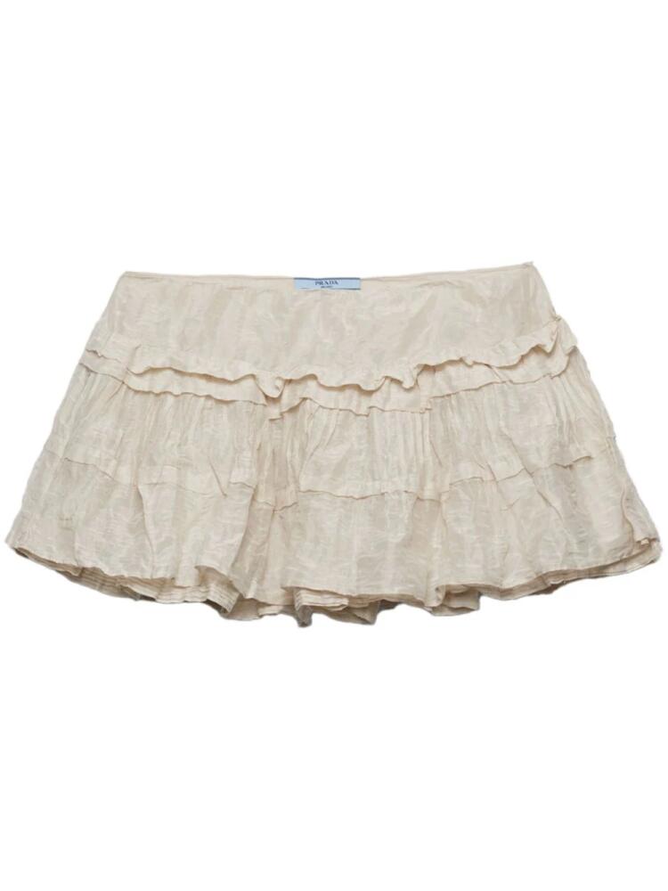 Prada crinkled ruffled miniskirt - Neutrals Cover