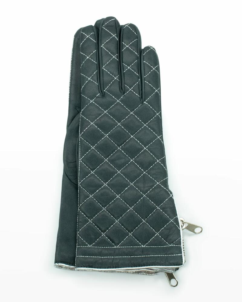 Portolano Diamond Quilted Cashmere-Lined Zip Gloves Cover