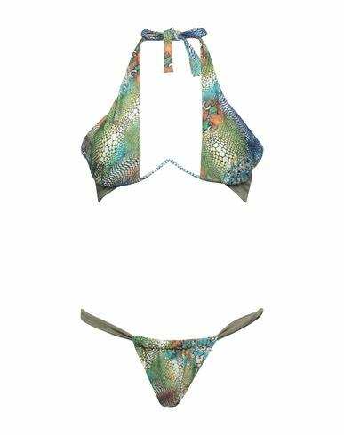 4giveness Woman Bikini Green Polyester, Elastane Cover