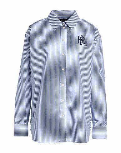 Lauren Ralph Lauren Relaxed Fit Striped Stretch Cotton Shirt Woman Shirt Blue Cotton, Elastane Cover