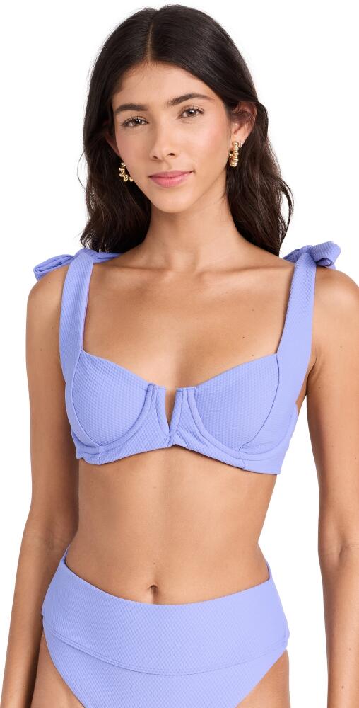 Beach Riot Blair Bikini Top Periwinkle Waffle Cover