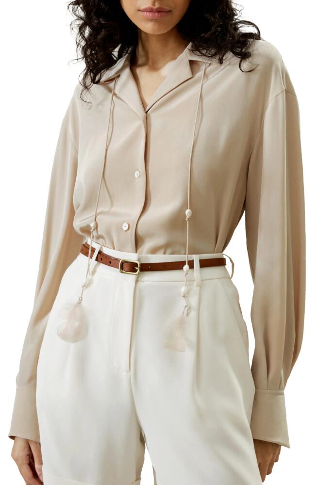 Lilysilk Tie-Detailed Silk Blouse in Ivory Cream Cover