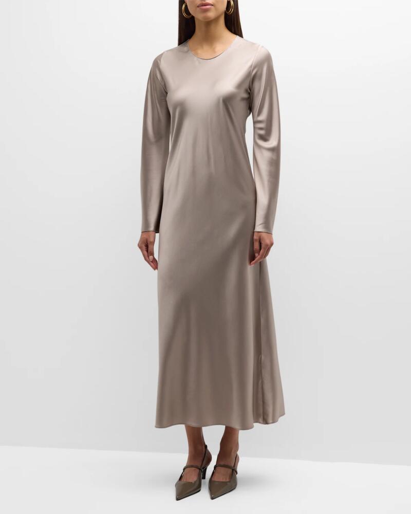 Sablyn Long-Sleeve Silk Midi Dress Cover