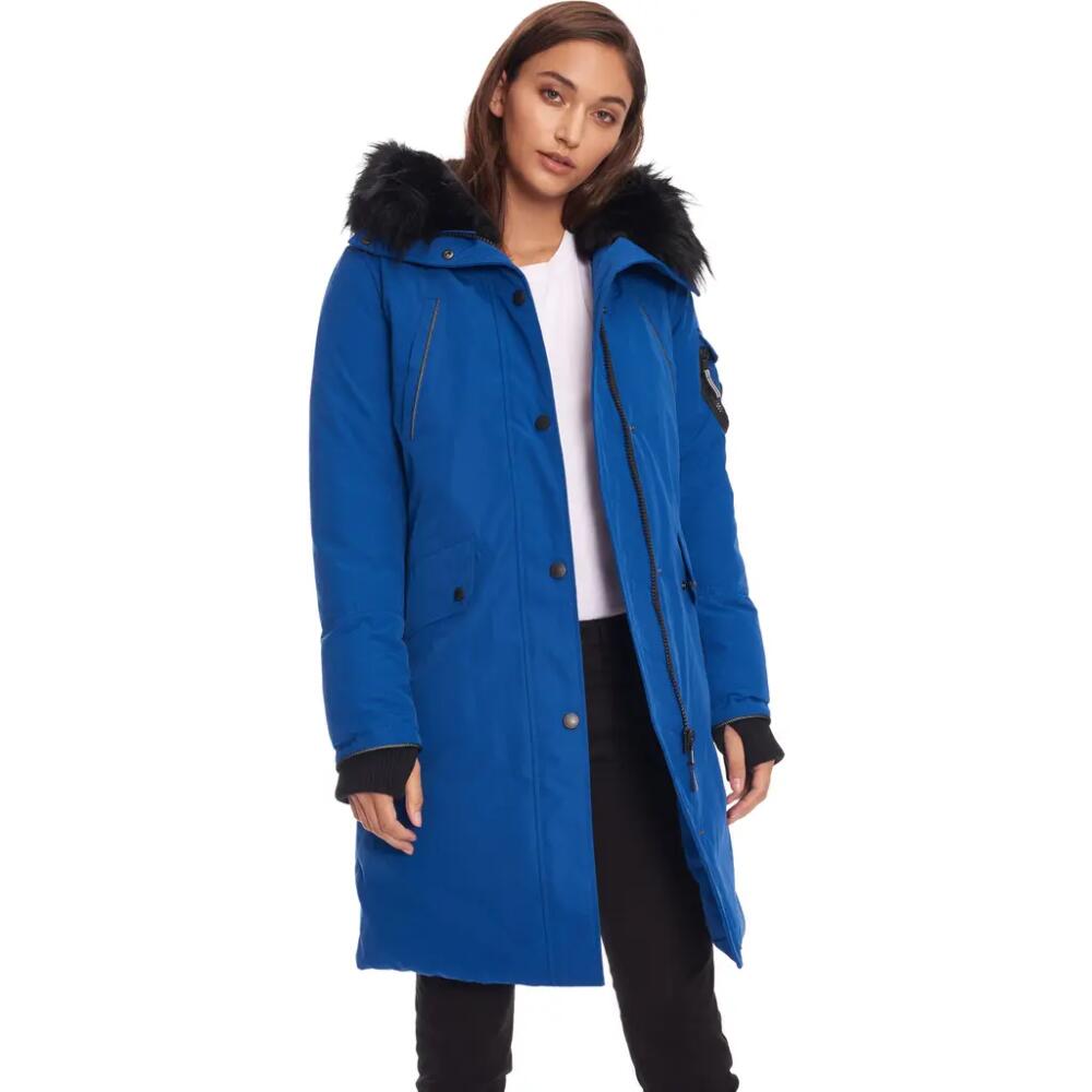 Alpine North LAURENTIAN - Vegan Down Long Parka Winter with Faux Fur Hood in Cobalt Cover