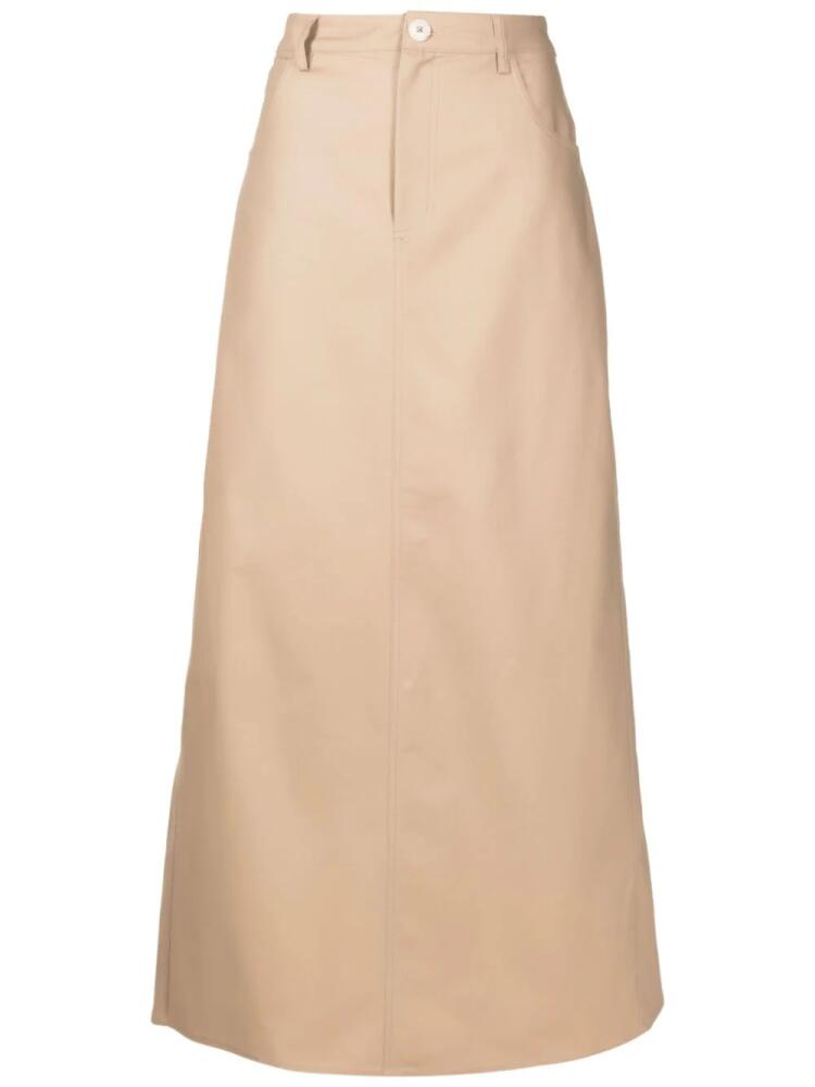 Uma | Raquel Davidowicz Lona faux-leather midi skirt - Neutrals Cover