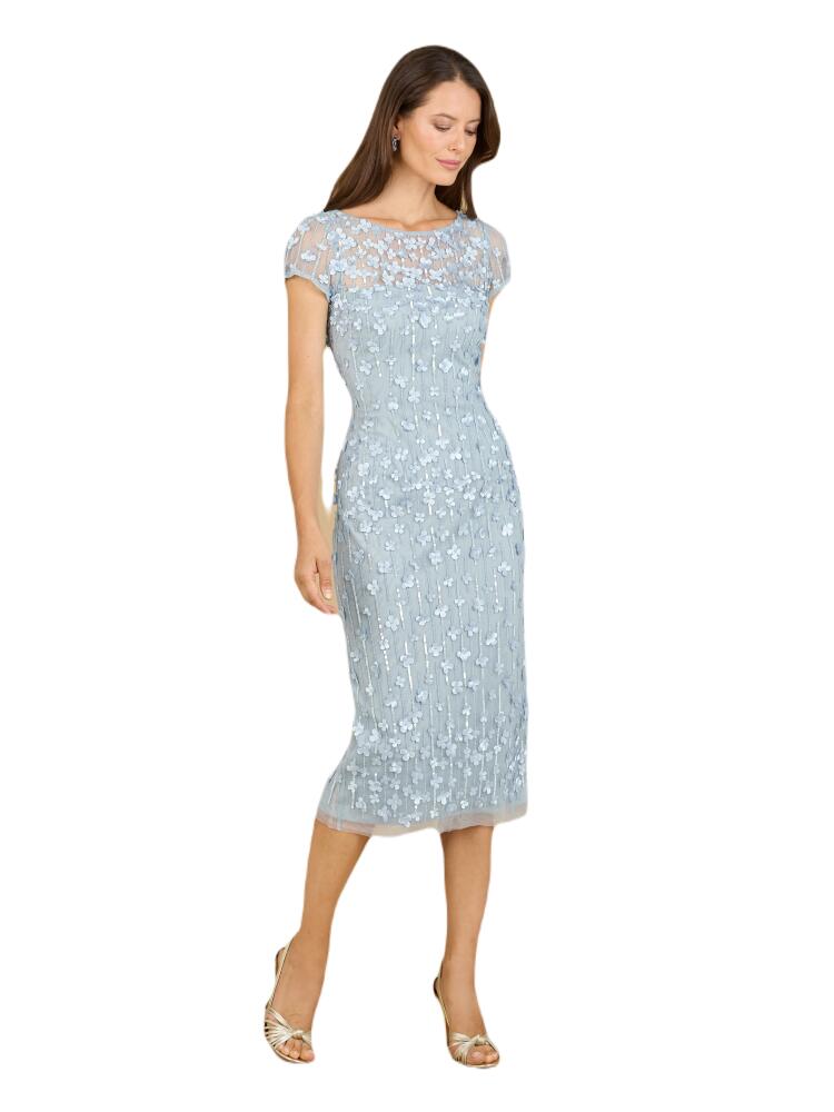 LARA New York 3D Applique Midi Dress with Cap Sleeves in Periwinkle Cover