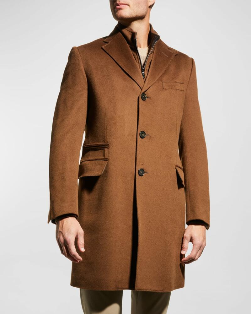 Corneliani Men's Wool Topcoat with Removable Bib Cover