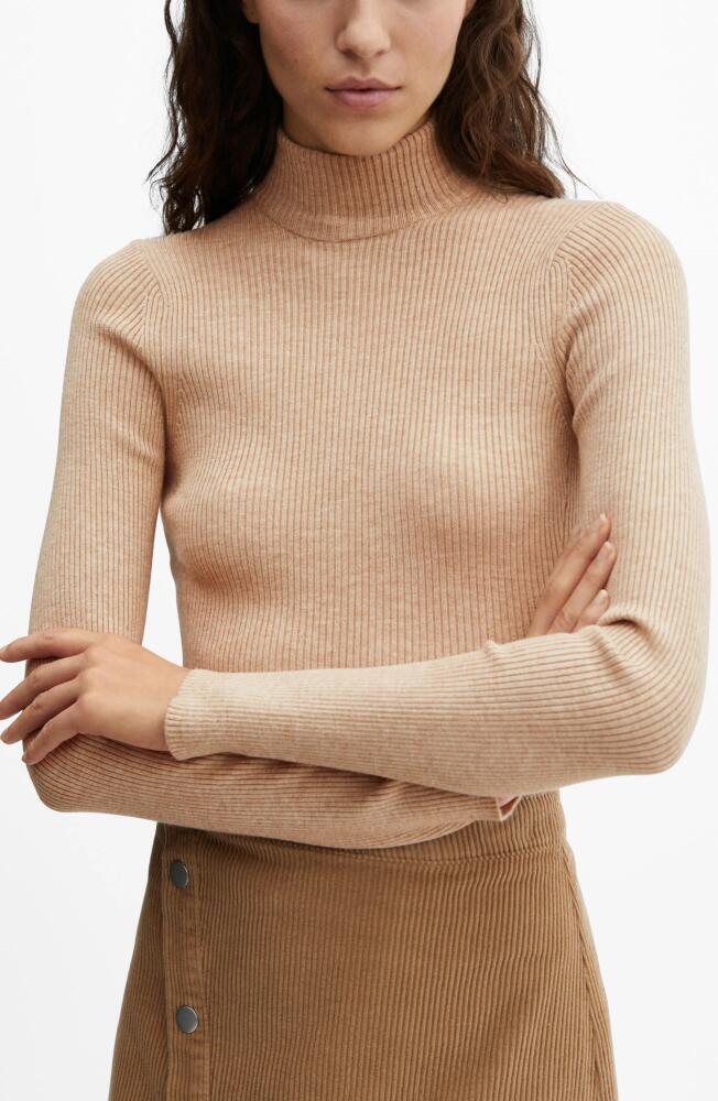 MANGO Rib Turtleneck Sweater in Medium Brown Cover