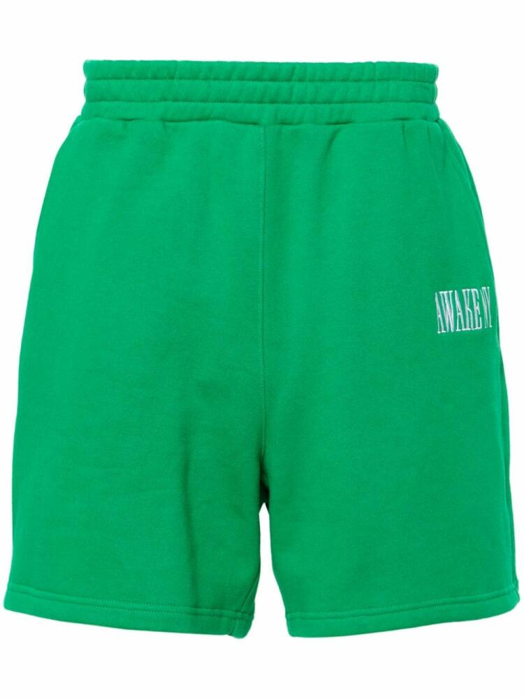 Awake NY logo-patch track shorts - Green Cover