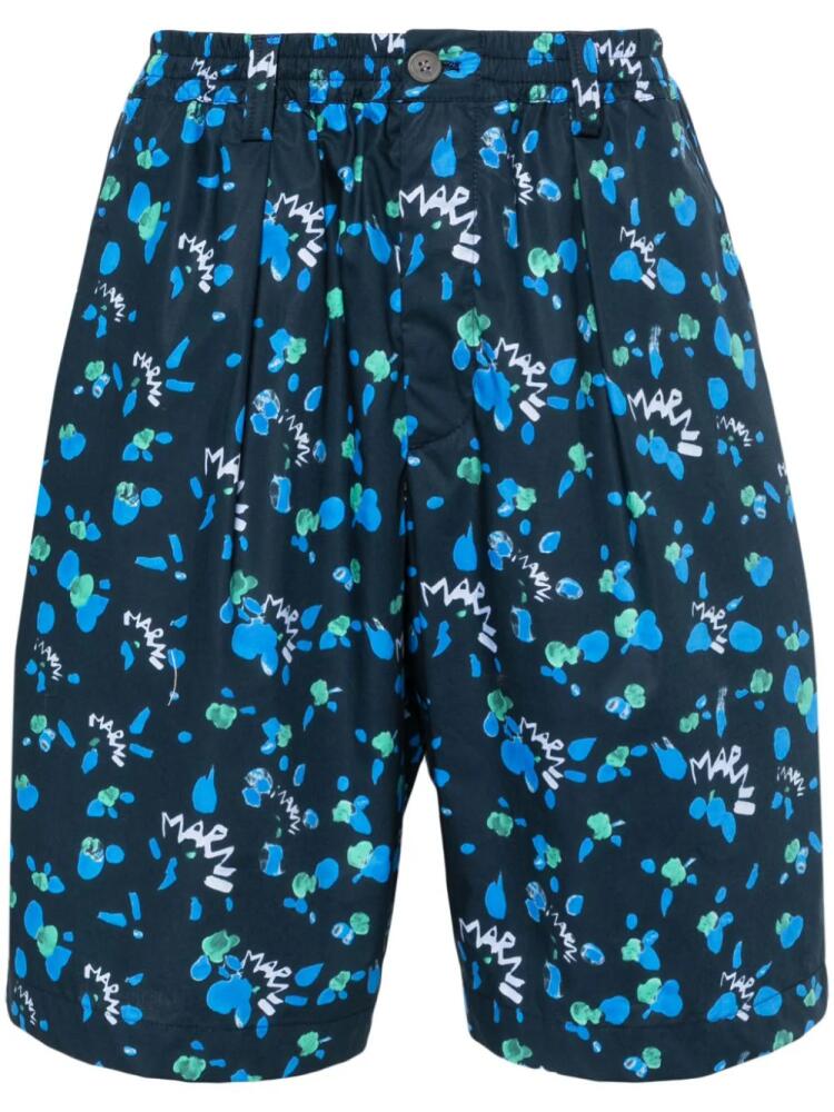 Marni Dripping abstract-print deck shorts - Blue Cover