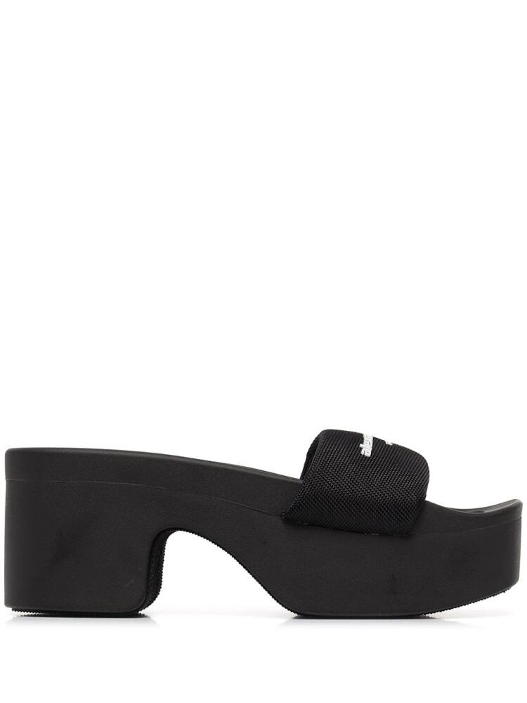 Alexander Wang logo-print strap slides - Black Cover