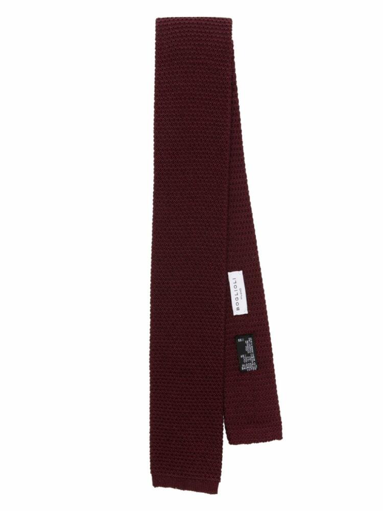 Boglioli square-tip knitted tie - Red Cover