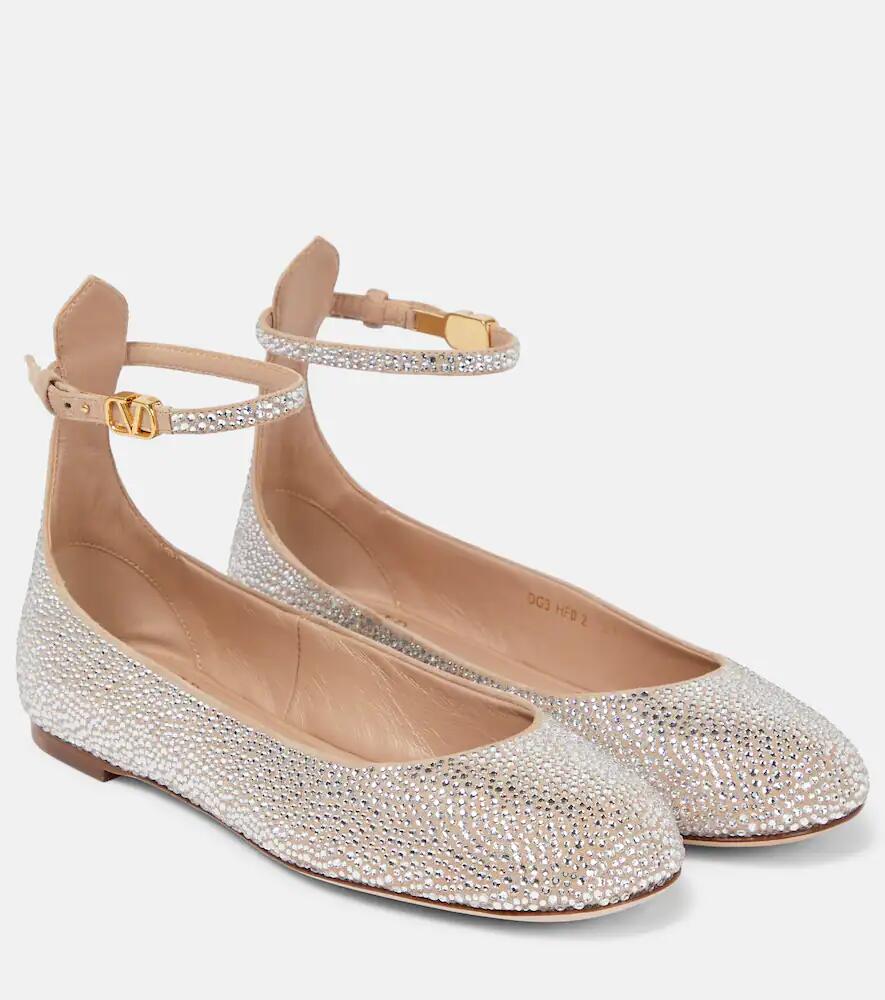 Valentino Garavani Tan-Go embellished suede ballet flats Cover