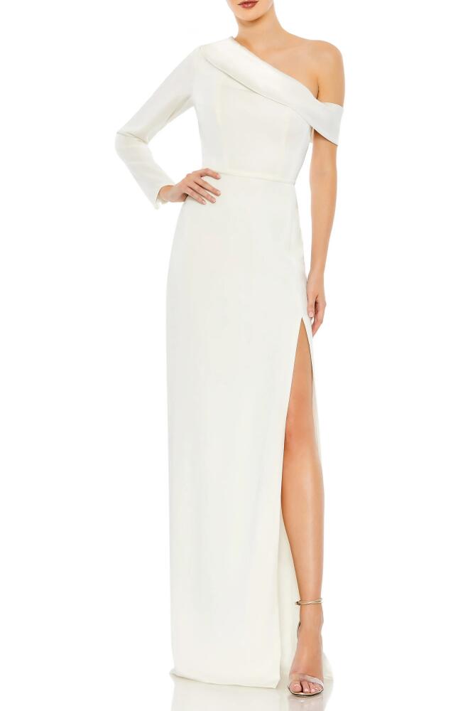 Ieena for Mac Duggal One-Shoulder Jersey Sheath Gown in White Cover