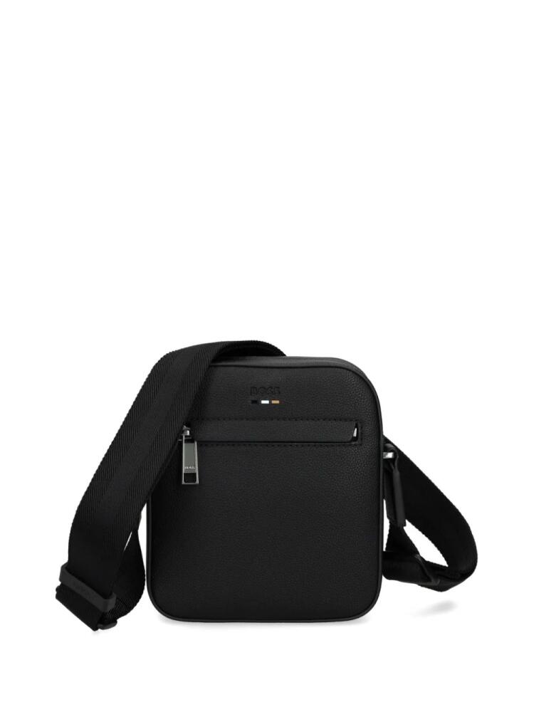 BOSS logo-debossed messenger bag - Black Cover