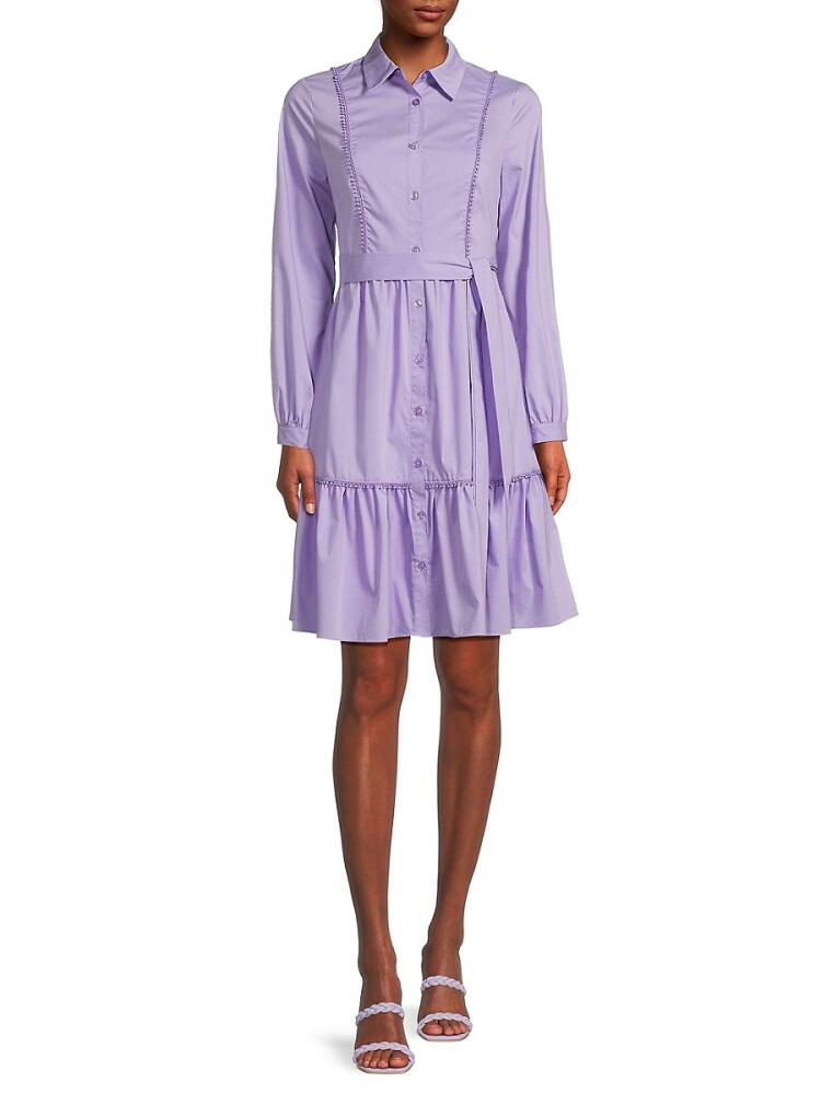 NANETTE nanette lepore Women's Belted Mini Shirt Dress - Violet Cover